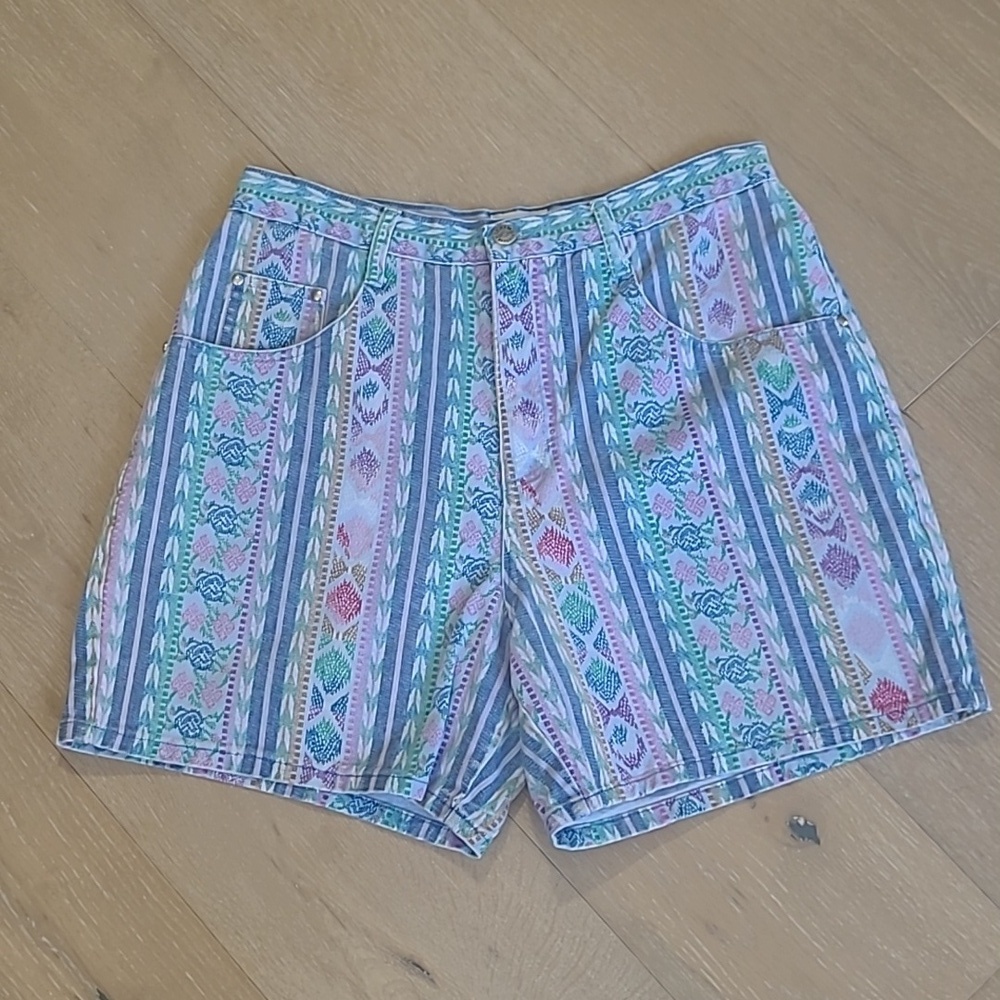 Vintage Denim Republic Shorts Women's sz 13/14 Aztec High Rise Denim Shorts